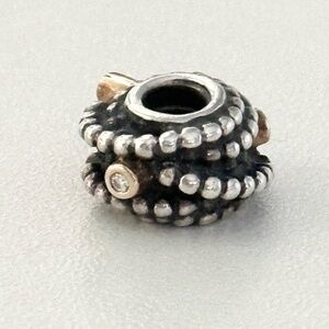 Pandora 925 14K Gold Diamond Entangled Beauty Rare Retired Bead Charm